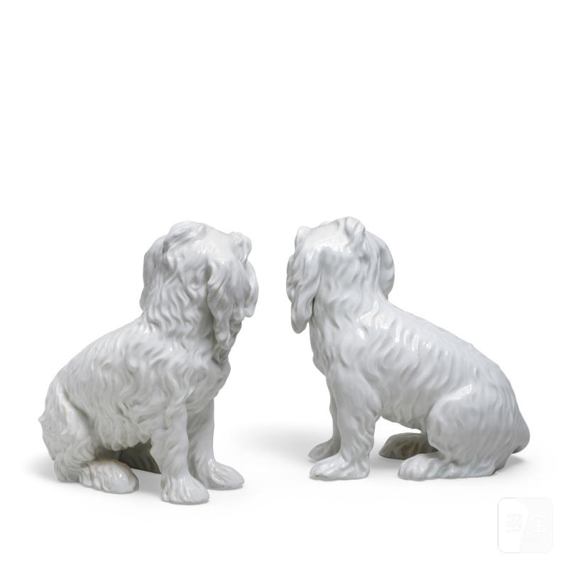 A rare pair of Frankenthal models of seated Bolognese hounds, circa 1765-77 - 图3